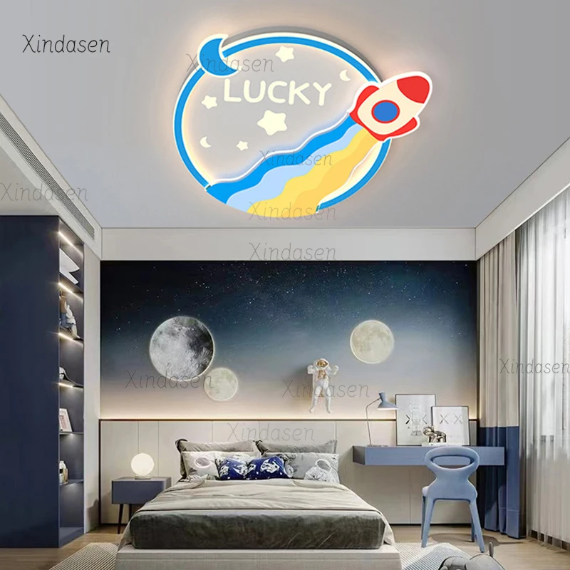 

Children's Room Led Ceiling Lights Modern Moon Star Space Chandelier Kids Boys Baby Girls Bedroom Ceiling Lamp plafond Rocket 조명