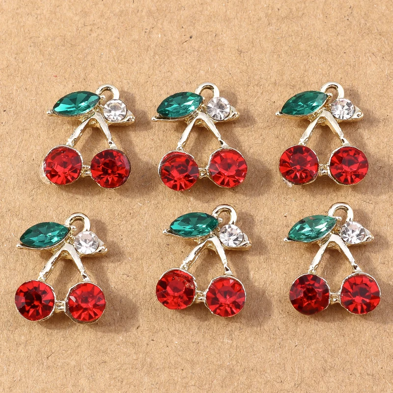 10 Stück Kristall-Liebesherz-Blumen-Anhänger, Kirsch-Anhänger für die Schmuckherstellung, Ohrringe, Halskette, DIY-Armband-Zubehör – Detail 8