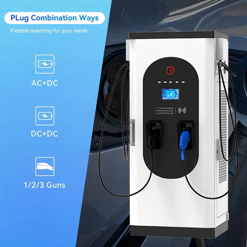 CE TUV 62kw 82kw 100kw CCS2 Chademo Type 2  Dc Charging stations Level 3 Ev Charger for Commerical use