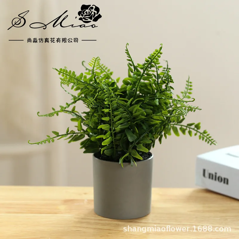 Home Desktop Decoration Simulation Small Slik Floret Grass Bonsai Potted Artificial Plant Ornament Including Bag Flowerpot