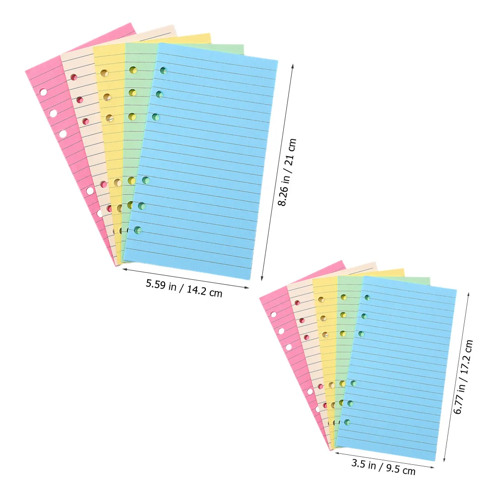 

2 Books Loose Leaf Notepad Replacement Refills Colored Notebook Inner Paper Detachable for Study Office Planner Inserts
