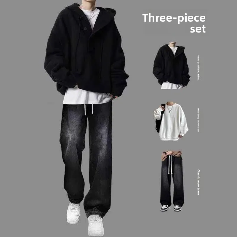 

Мужской повседневный комплект из трикотажа: худи и брюки-джоггеры. Новинка осенне-зимнего сезона. Модный тренд. Бренд. Стильный образ для подростков.