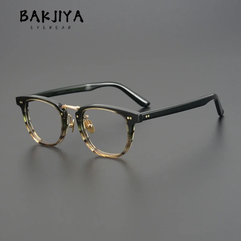 

BAKJIYA Retro Acetate Optical Glasses Frame Large Rim Original Brand Computer Prescription Eyeglasses Men Acetate Glasses GA2410