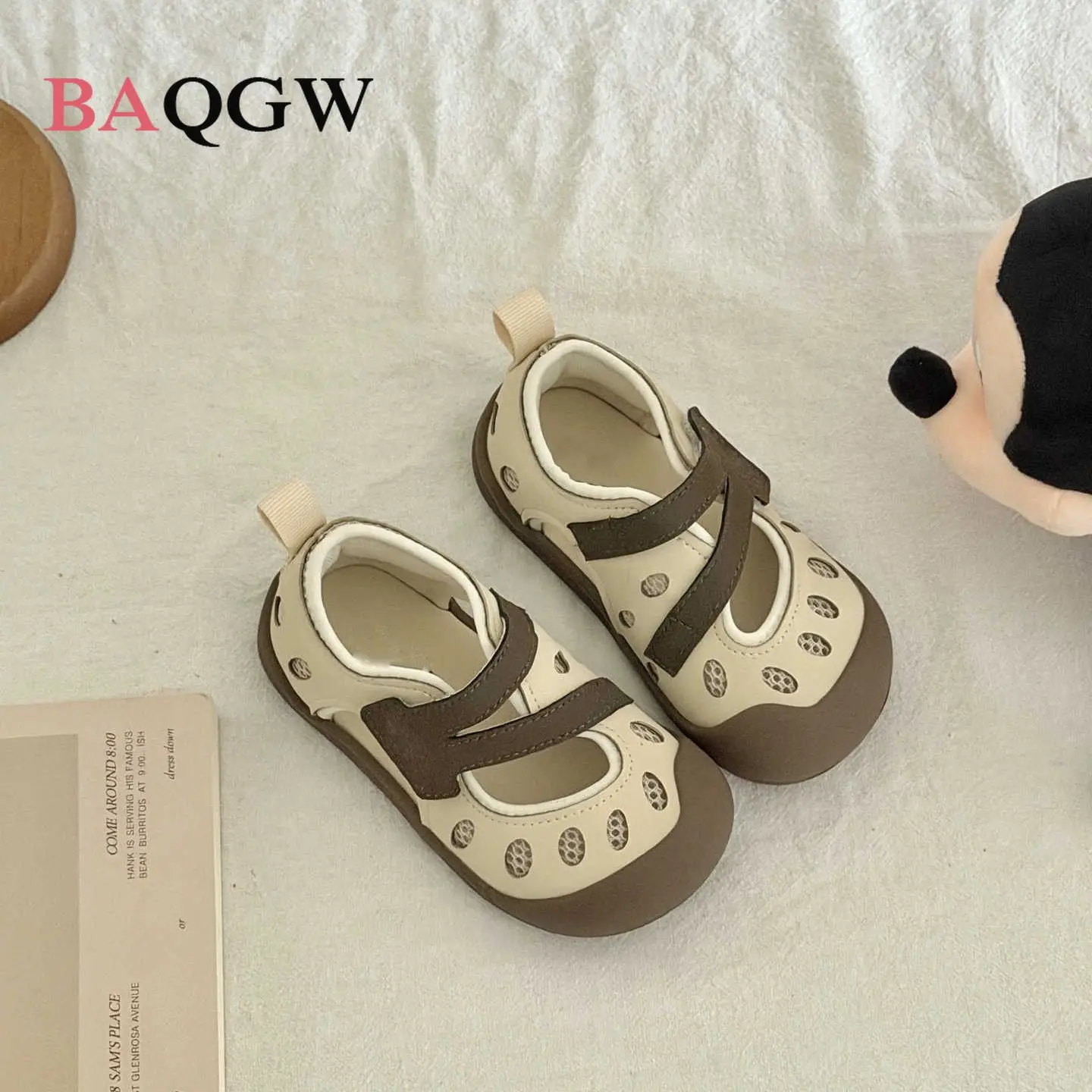 Breathable Mesh Closed Toe Sandals Anti Collision Soft Sole Casual Walking Shoes for Toddler Kids Summer Outdoor