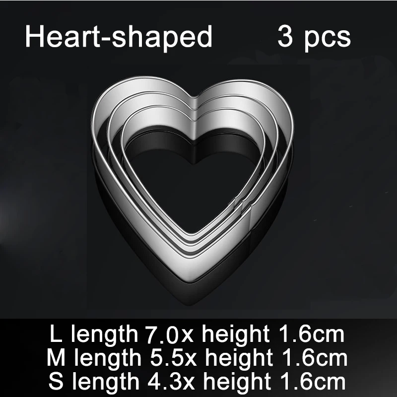 3Pcs/Set Cake Decorating Tools Flower/Heart/Circle/Star/Square 430 Stainless Steel Biscuit Cookie Cutter Baking Accessories