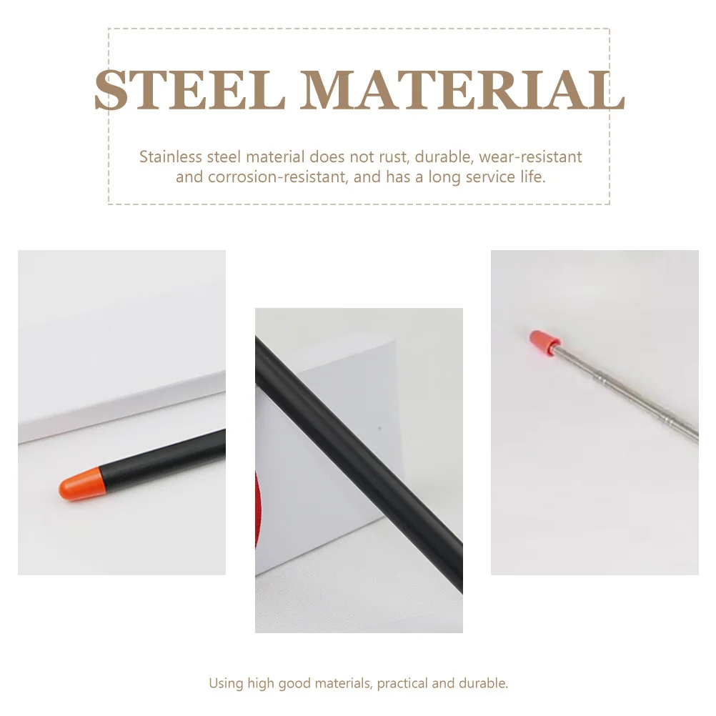 Ponteiro de ensino retrátil de aço inoxidável preto ergonômico antiderrapante para quadro branco sala de aula palestras apresentação ajuda de ensino
