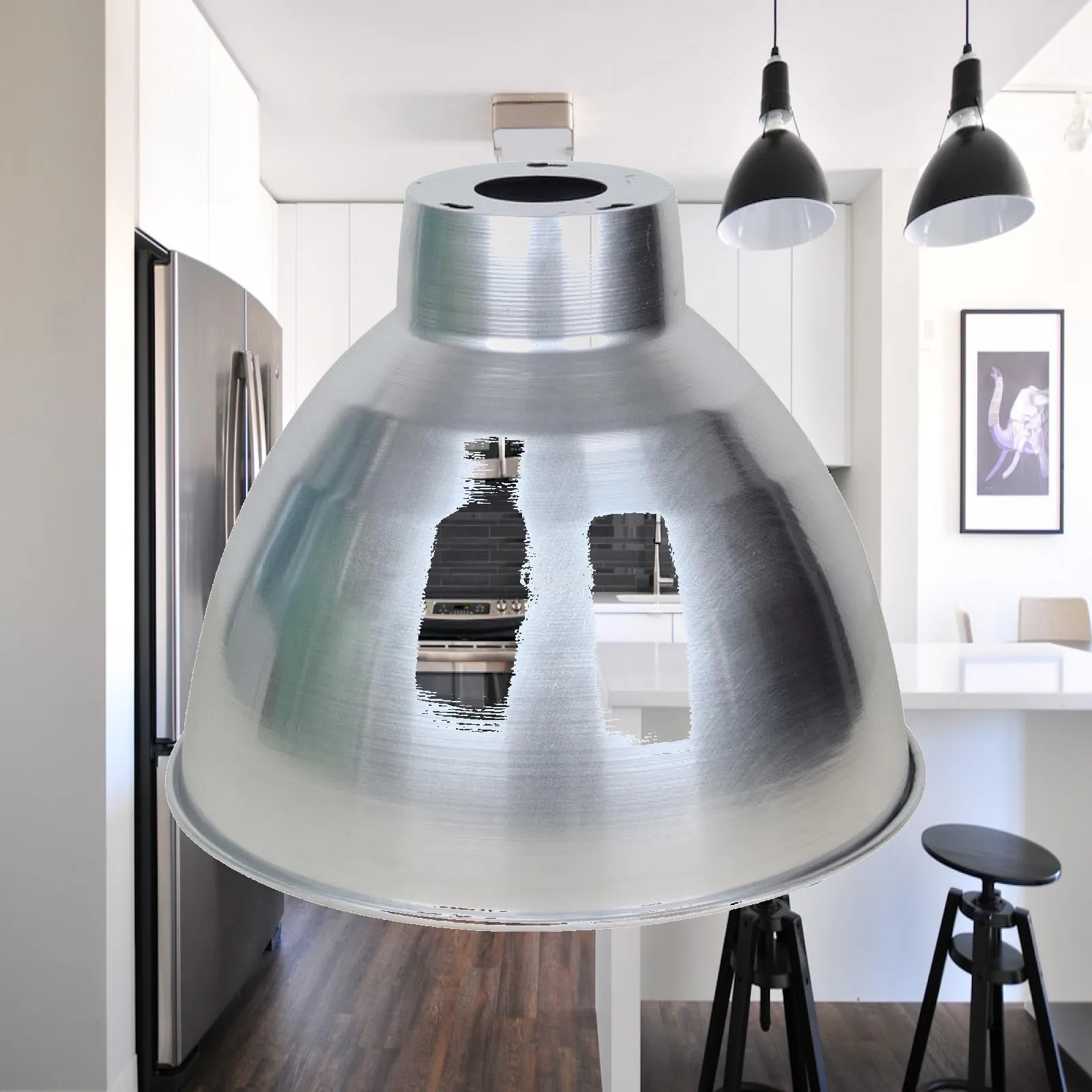 Aluminum High Bay Reflector Shade Dome Shaped Lamp Cover for Workshop Ceiling Fixture 330mm Height