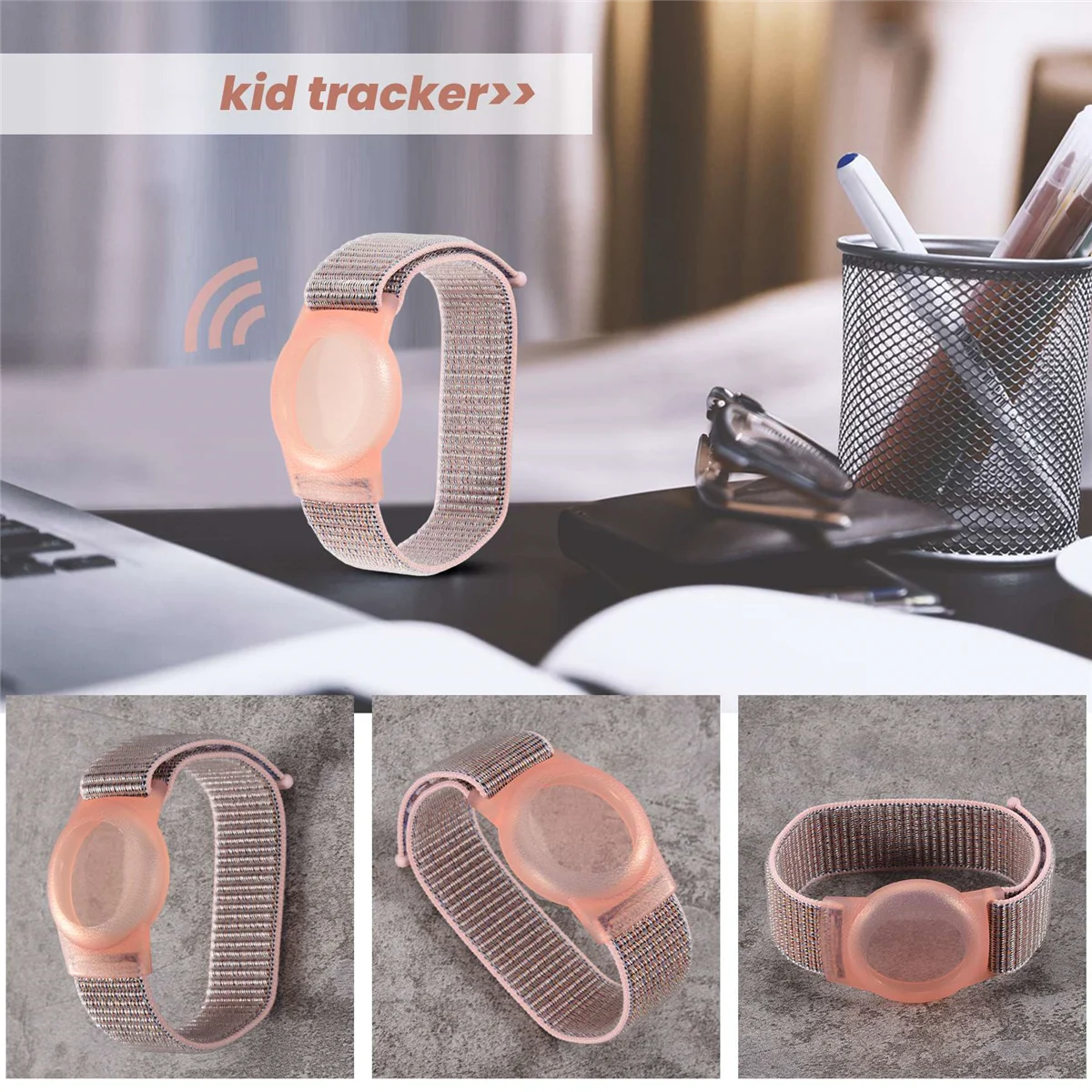 Kid Wristband Compatible with , Protective Case for Air Tag GPS Tracker Holder with Nylon Bracelet D