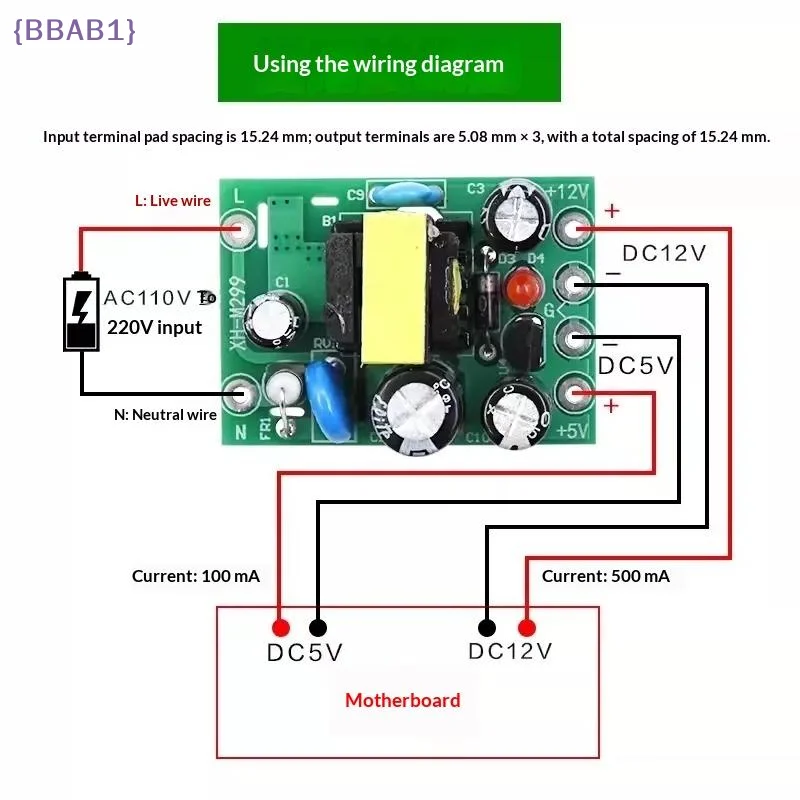 【AB1】1Pcs 110V-220V To 5V 12V Dual Output Isolated Converter AC-DC Power Supply Module 100mA 500mA For DIY Electronic Projects