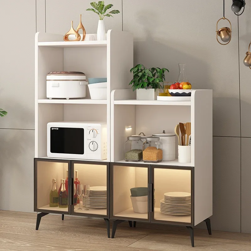

Kitchen Shelf with Cabinet Door Floor-to-ceiling Multifunctional Cabinet Microwave Oven Glass Door