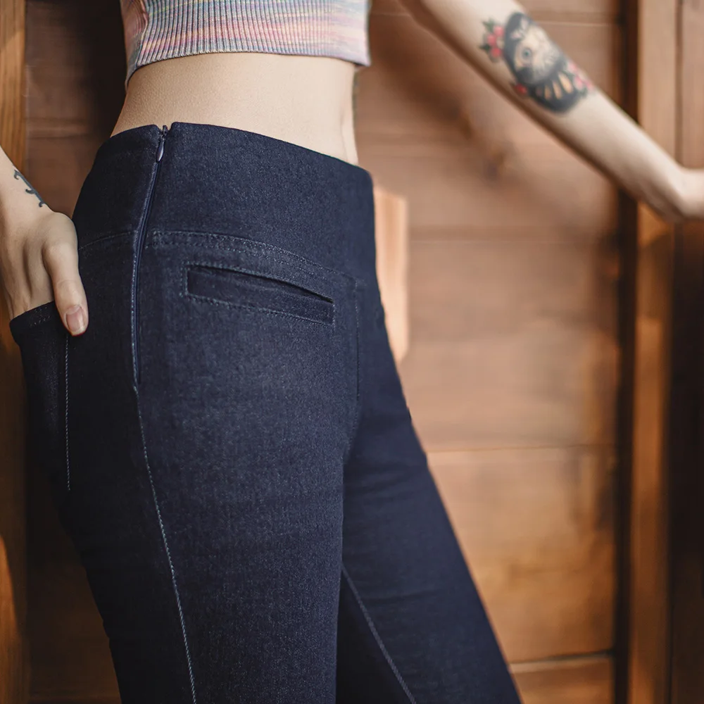 Maden Jeans in denim lavato retrò da donna Pantaloni svasati sexy slim fit elasticizzati pesanti Pantaloni bootcut casual per la primavera e l'autunno