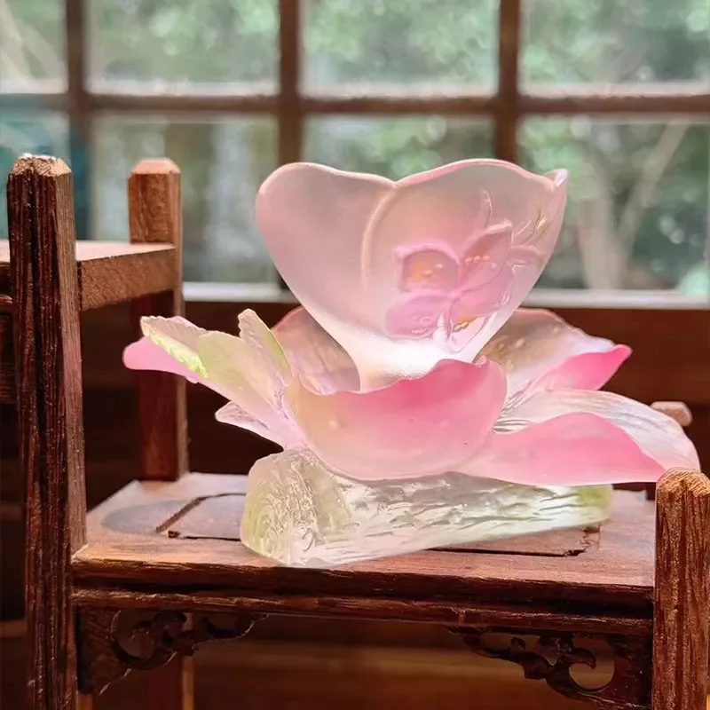 Twelve Flower God Peach Blossom Glass Tea Set Master Cup Tasting Kit Ancient Style Tabletop Ornament for Tea Room Decor Gift