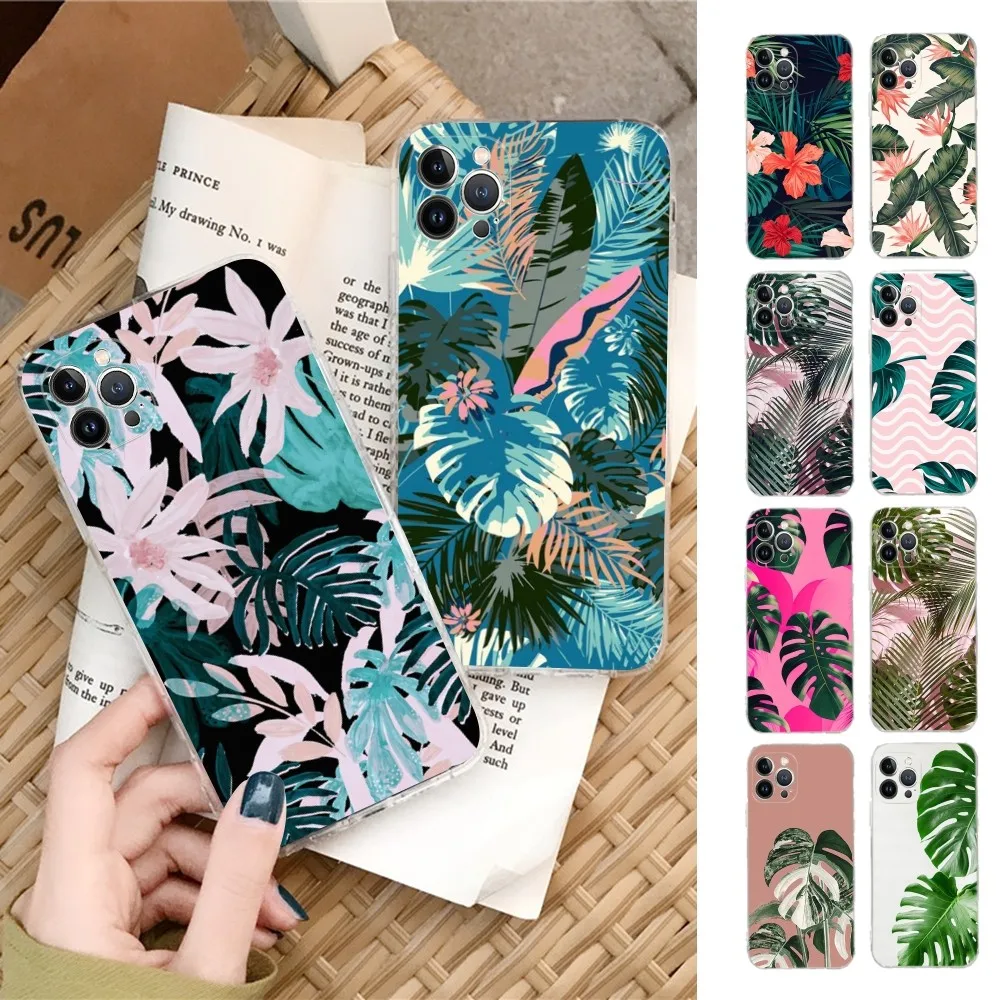 

Monstera Green Leaves Phone Case For iPhone 15 14 11 12 13 Mini Pro XS Max Cover 6 7 8 Plus X XR SE 2020 Funda Shell