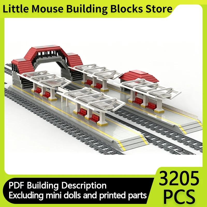 City Street View Model MOC Building Bricks 3-Line Train Station Modular Technology Gifts Holiday Assemble Children Toys Suit