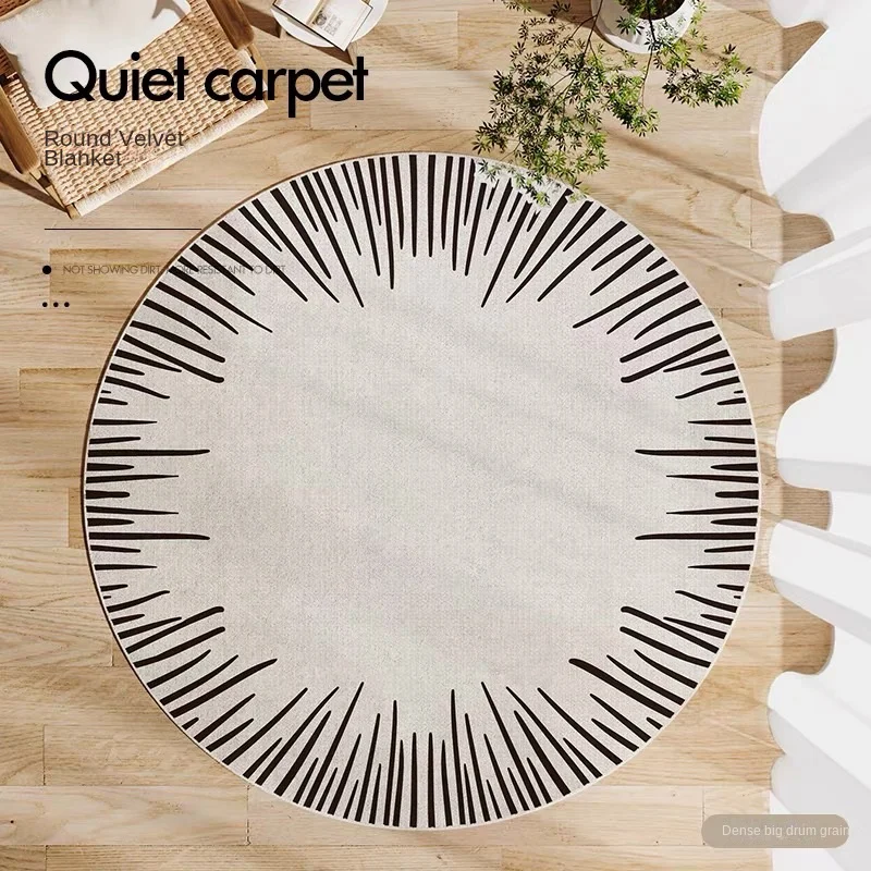 Round Velvet Rug for Living Room, Soft Chair Mat under Table or Sofa, Decorative Floor Carpet for Bedroom