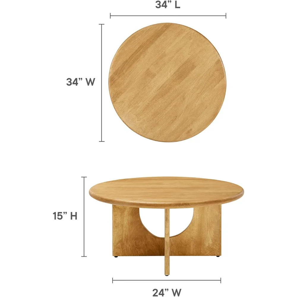 Modway EEI-6594-OAK Rivian Round 34" Coffee Table, Oak