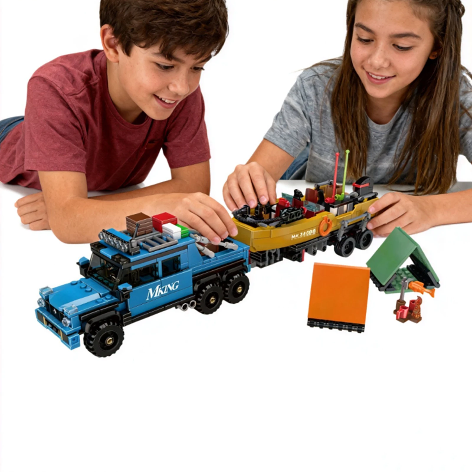 Molde rei 24080 barco de pesca reboque bloco de construção captador modelo ornamentos montagem brinquedo menino criativo presente do feriado