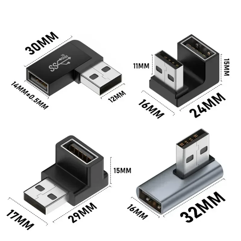 3A gomito USB 3.0 adattatore per cavo dati convertitore USB A per Computer portatile lettore Pendrive A 90/180 gradi connettore OTG 10Gbps