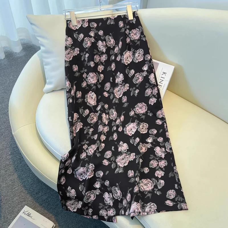 

Fashion Versatile Printed Midi Skirt Summer Floral Elegant Mid-Length Stylish Straight Bodycon Skirt