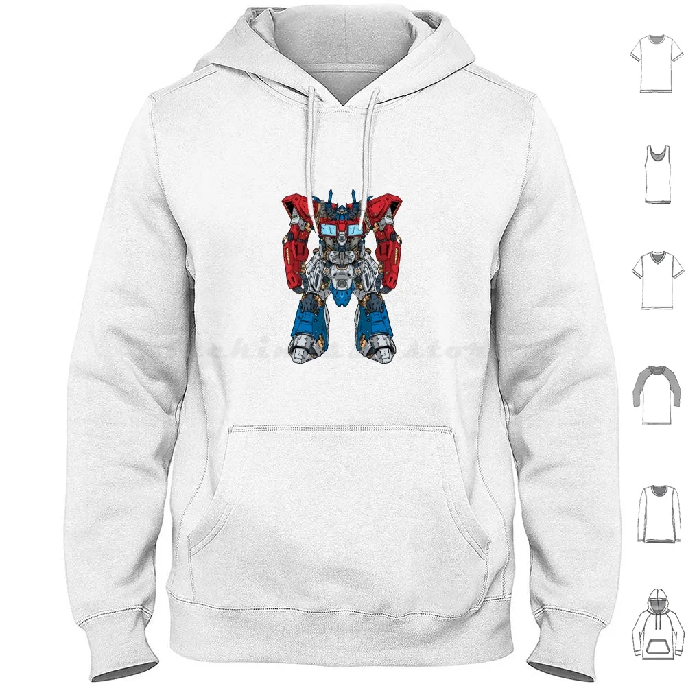 Futuristic Giant Mecha Robot Builded By Head Arm Body Leg Weapon Illustration Premium Vector Hoodies Long Sleeve Mecha