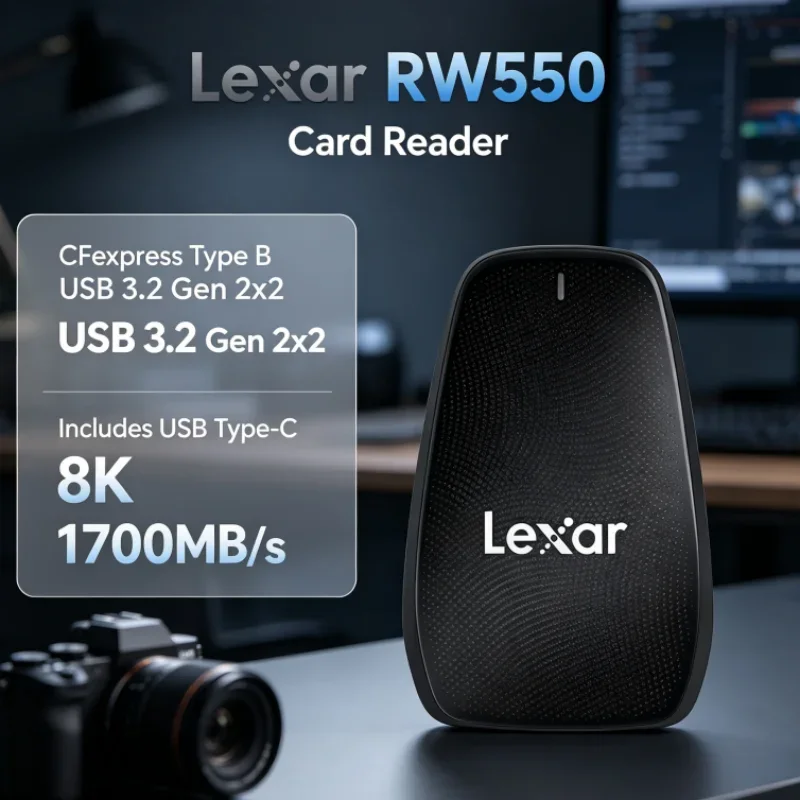 Lexar RW550 1700MB/s USB Type-C 8K 20Gbps CFexpress Type B Reader USB 3.2 Gen 2x2 Card Reader for Video Transfer