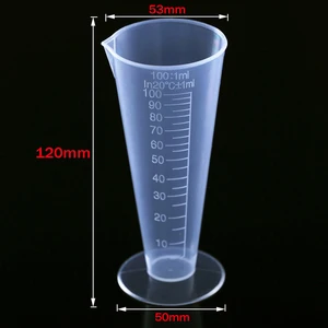 Transparentes Absolventenzylinder Laborküchenmesswerkzeugschule Lehrmaterial, konisches Accessoires, Kunststoff, 100 ml 10 Hauptverkäufe Plastikzylinder - №2