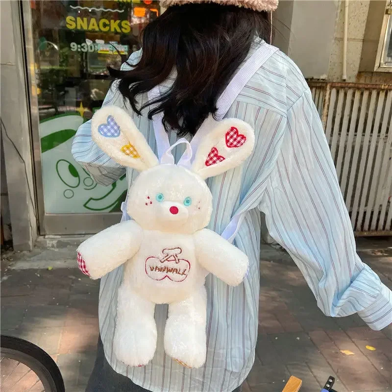 MBTI Zaino da donna con coniglietto carino bambola originale Kawaii Lolita Jk borsa da studente in peluche soffice borsa quotidiana alla moda Harajuku per ragazze dolci