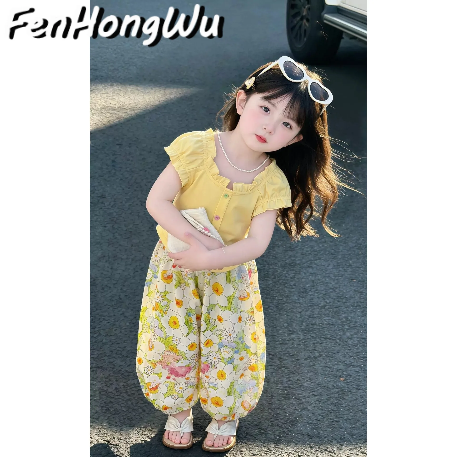 Girls look good in summer thin dopamine suit new children's baby foreign beach style suit