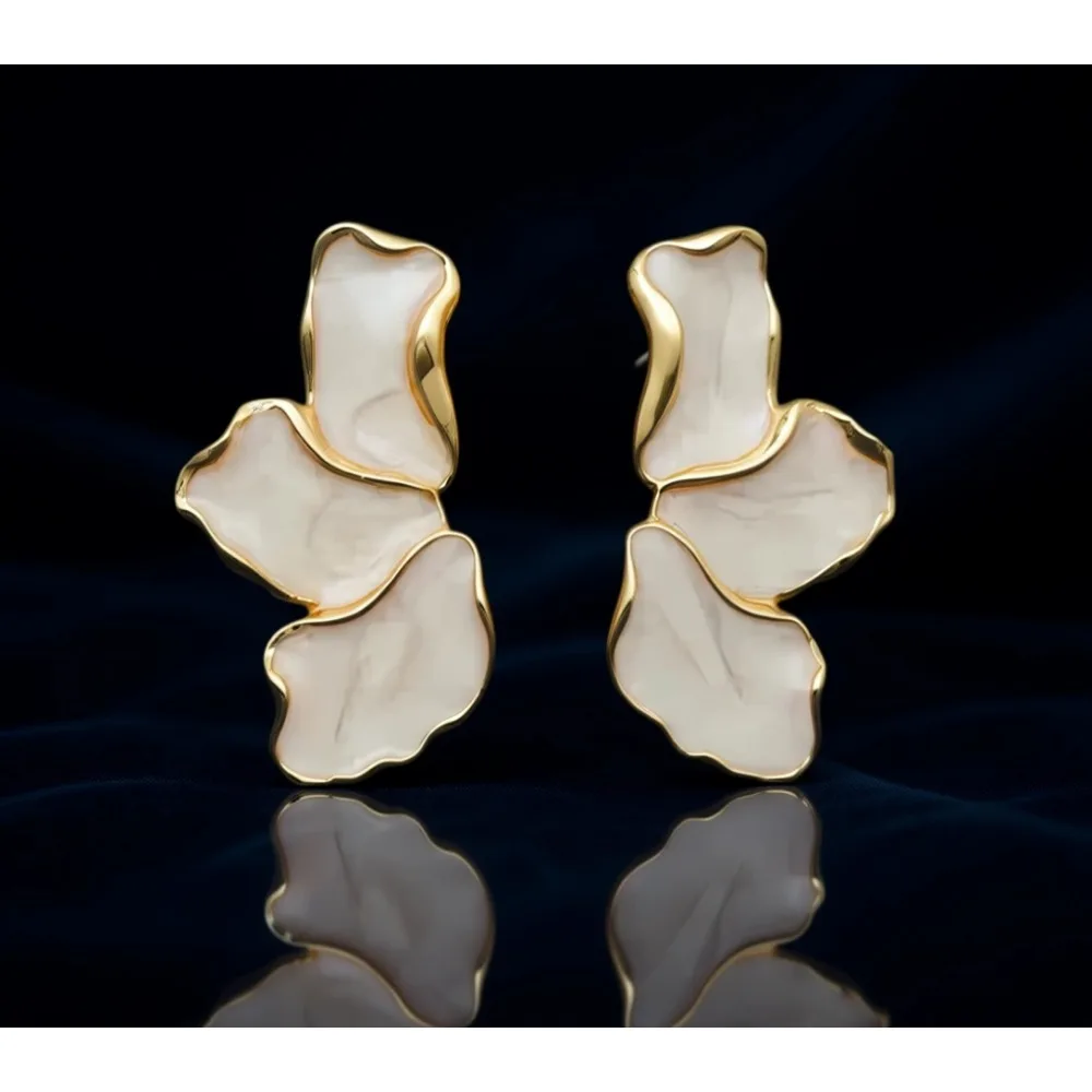 

Серьги-подвески в форме нерегулярных лепестков цветов из нержавеющей стали, эффектные украшения, подарок для женщин