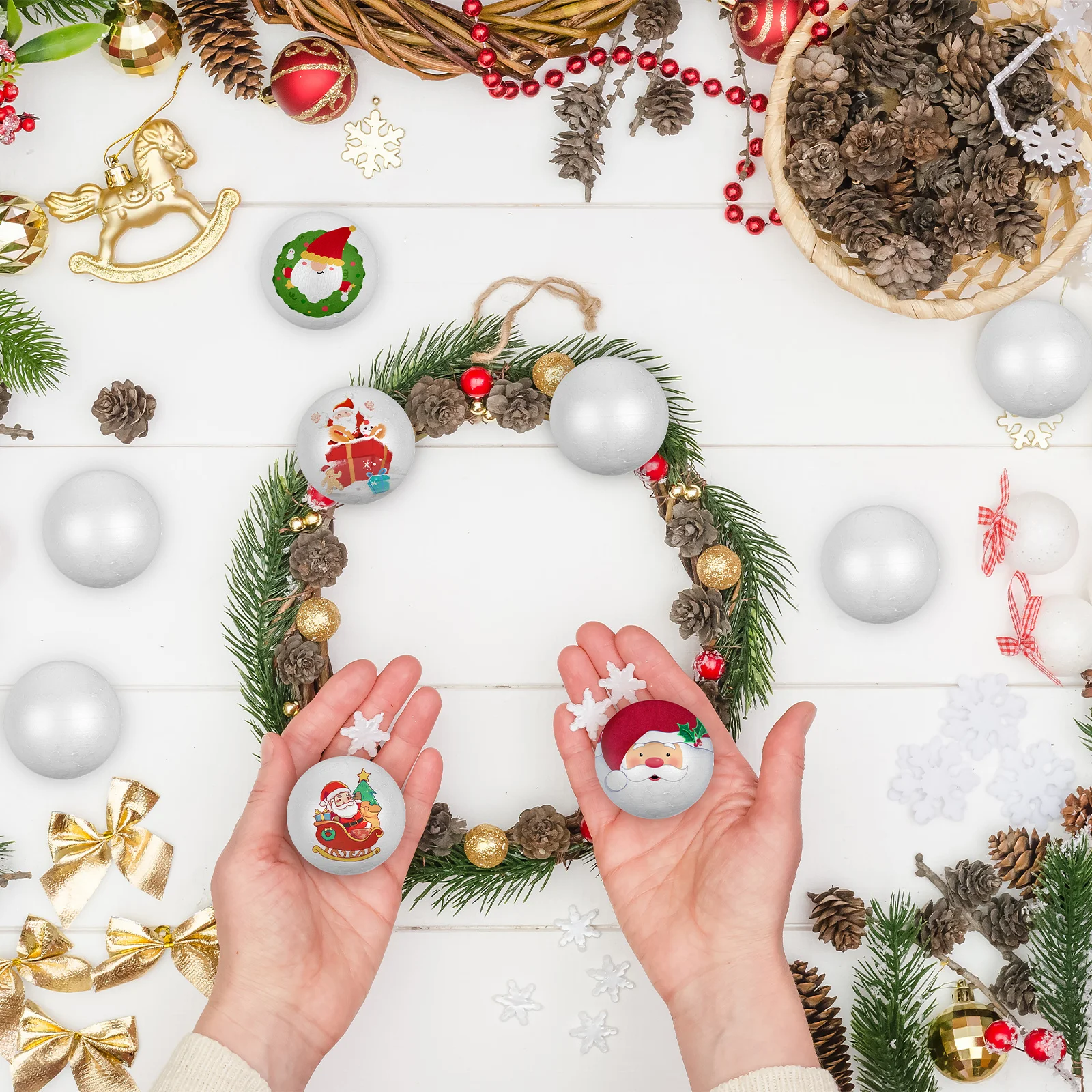 24 pezzi di decorazioni per palline di Natale, palline artigianali rotonde infrangibili, decorazioni per feste di nozze, ornamenti appesi per interni ed esterni