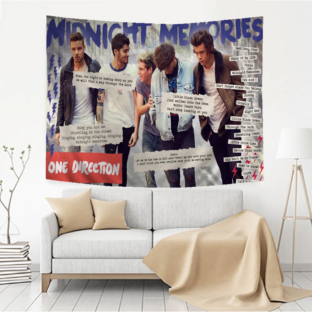 Rock-one-Directions Anime Tapestry Hanging Tarot Hippie Wall Rugs Dorm Home Decor