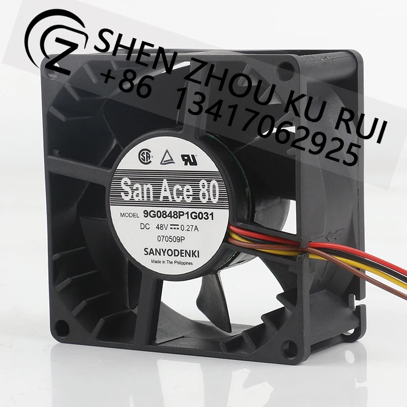 Sanyo 48V 0.27A 8038 Communication equipment room Double ball bearing 9G0848P1G031 Cooling fan