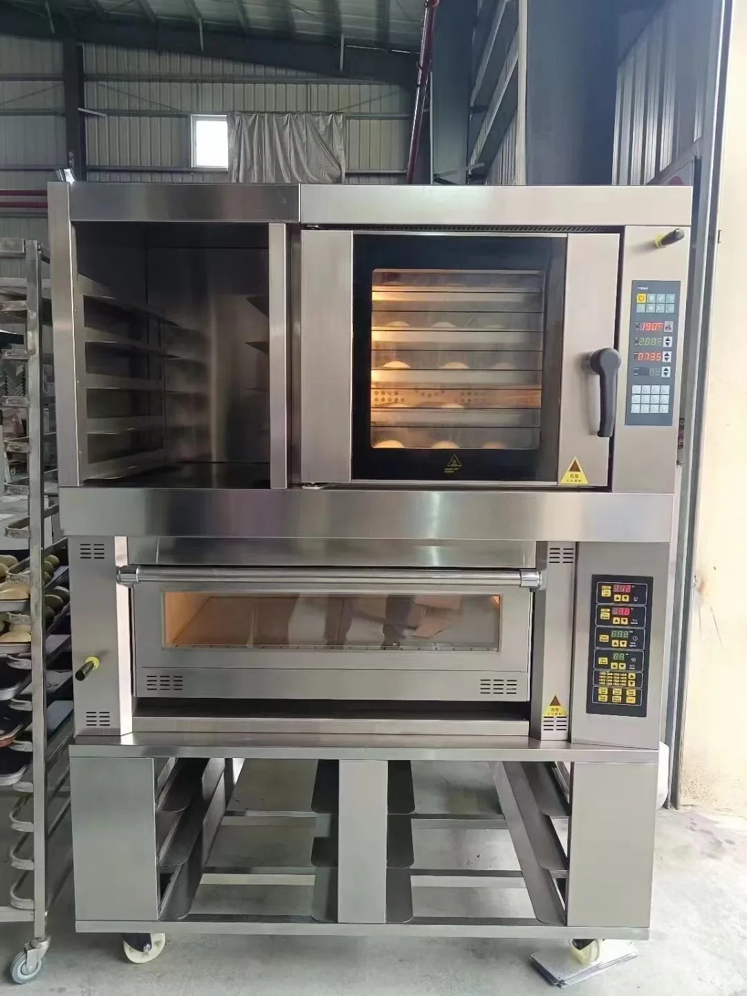 60Hz 220Volt  gas pizza oven  3 desk  3  tray gas bakery oven  with stone  plate