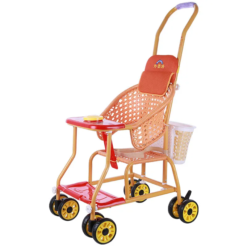 Rattan chair summer baby stroller bamboo rattan baby portable imitation rattan simple rattan children's cart in summer