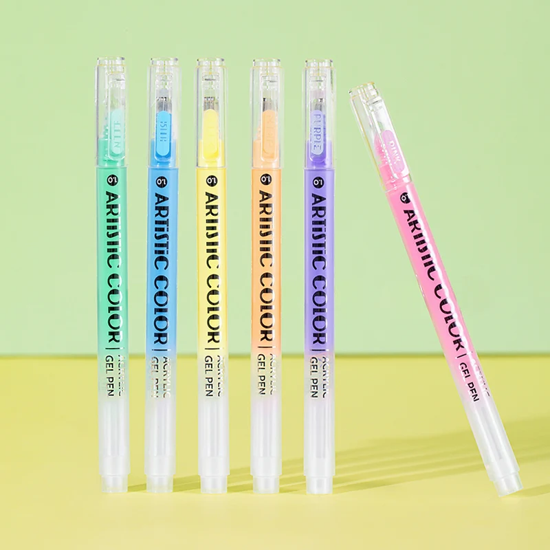 

Набор акриловых гелевых ручек 6 цветов, пастельные оттенки макарон, наконечник 0,5 мм, водостойкие, быстросохнущие, для ведения дневников, скрапбукинга и творчества