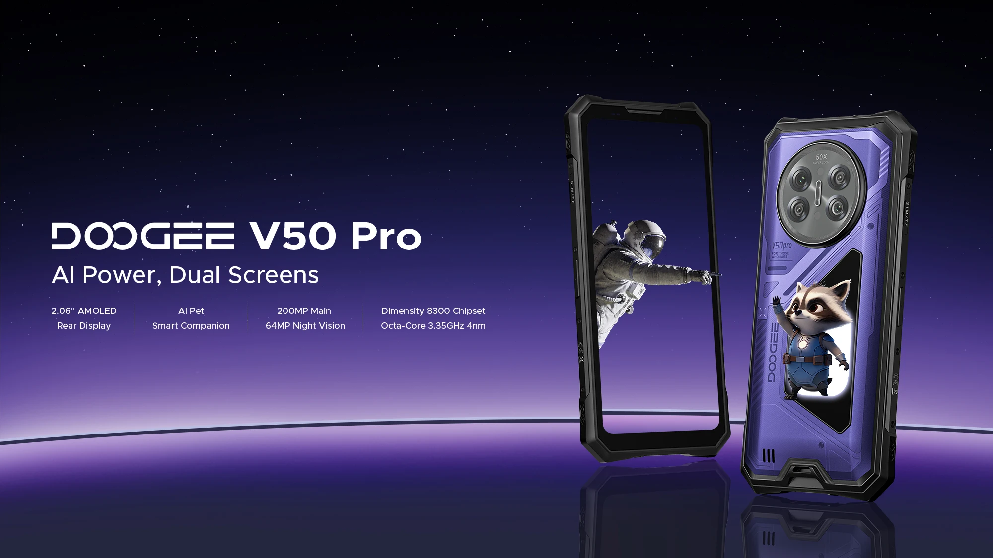 Global version DOOGEE V50 Pro Rugged Smartphone 5G 6.78" FHD+ Display 120Hz 52GB+1TB 11000mAh 200MP NFC Android 16 Mobile Phone