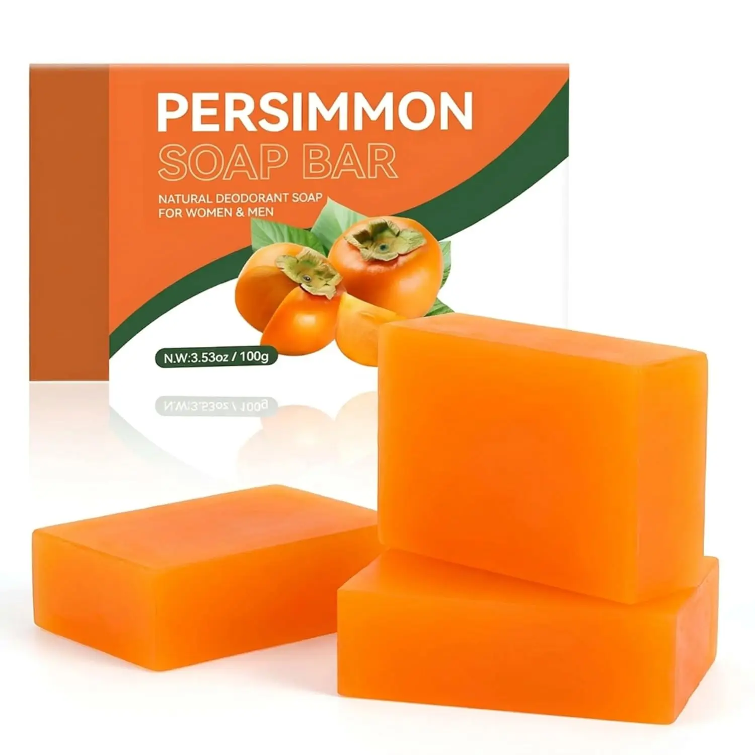 2/4Pcs Persimmon Soap for Body Odor Control Natural Deodorant Body Bar Soap for Remove Smell Organic Eliminating Odor Wash Soap