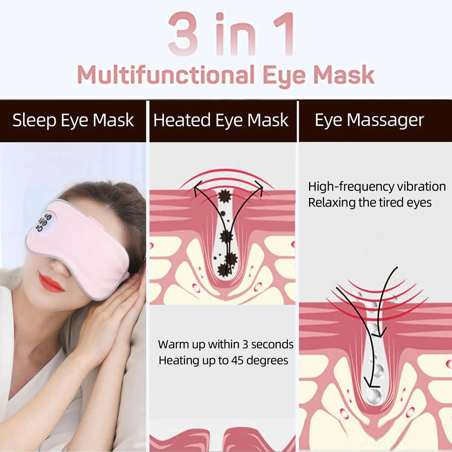 3D Sleeping Eye Mask Shading Breathable Eye Cover Natural Sleeping Eye Mask Memory Foam Block Night Mask Blindfold for Sleep