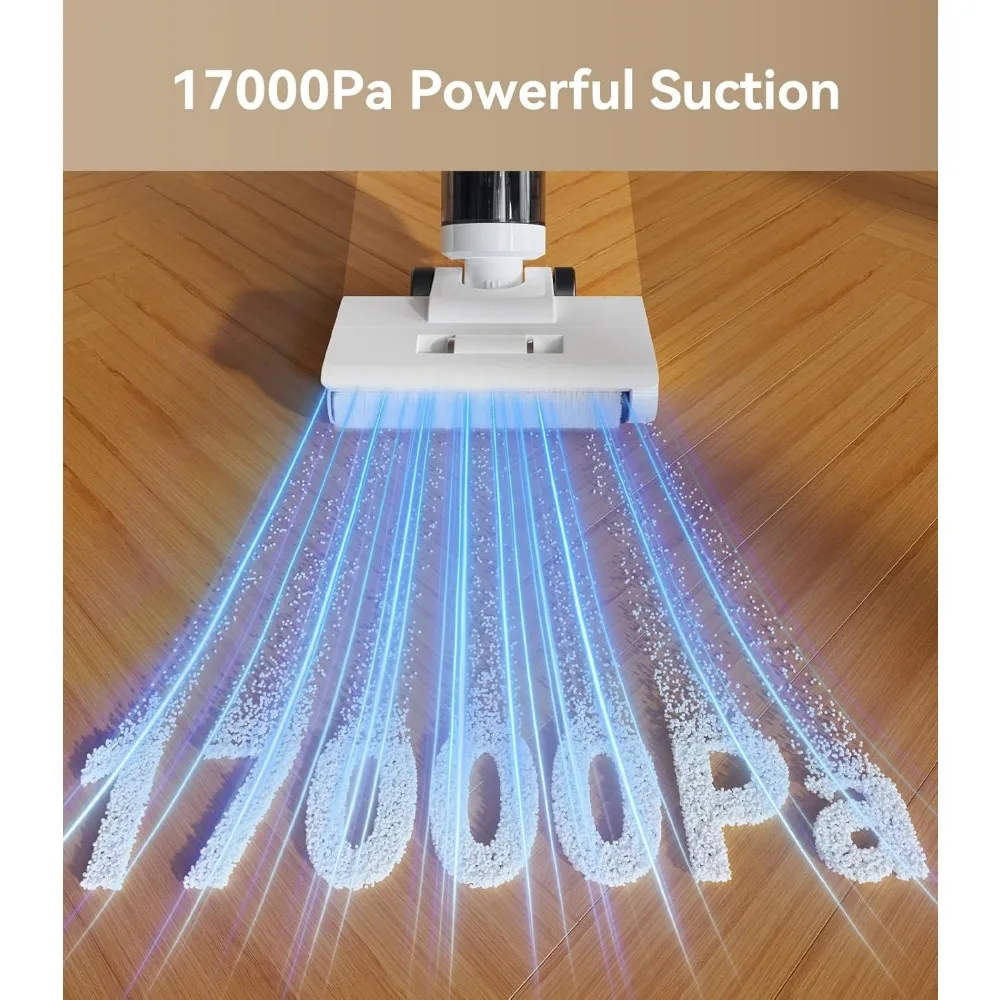 Беспроводной пылесос 4-в-1 для влажной и сухой уборки с мощностью всасывания 17000 Па, функциями самоочистки и автоматической сушки