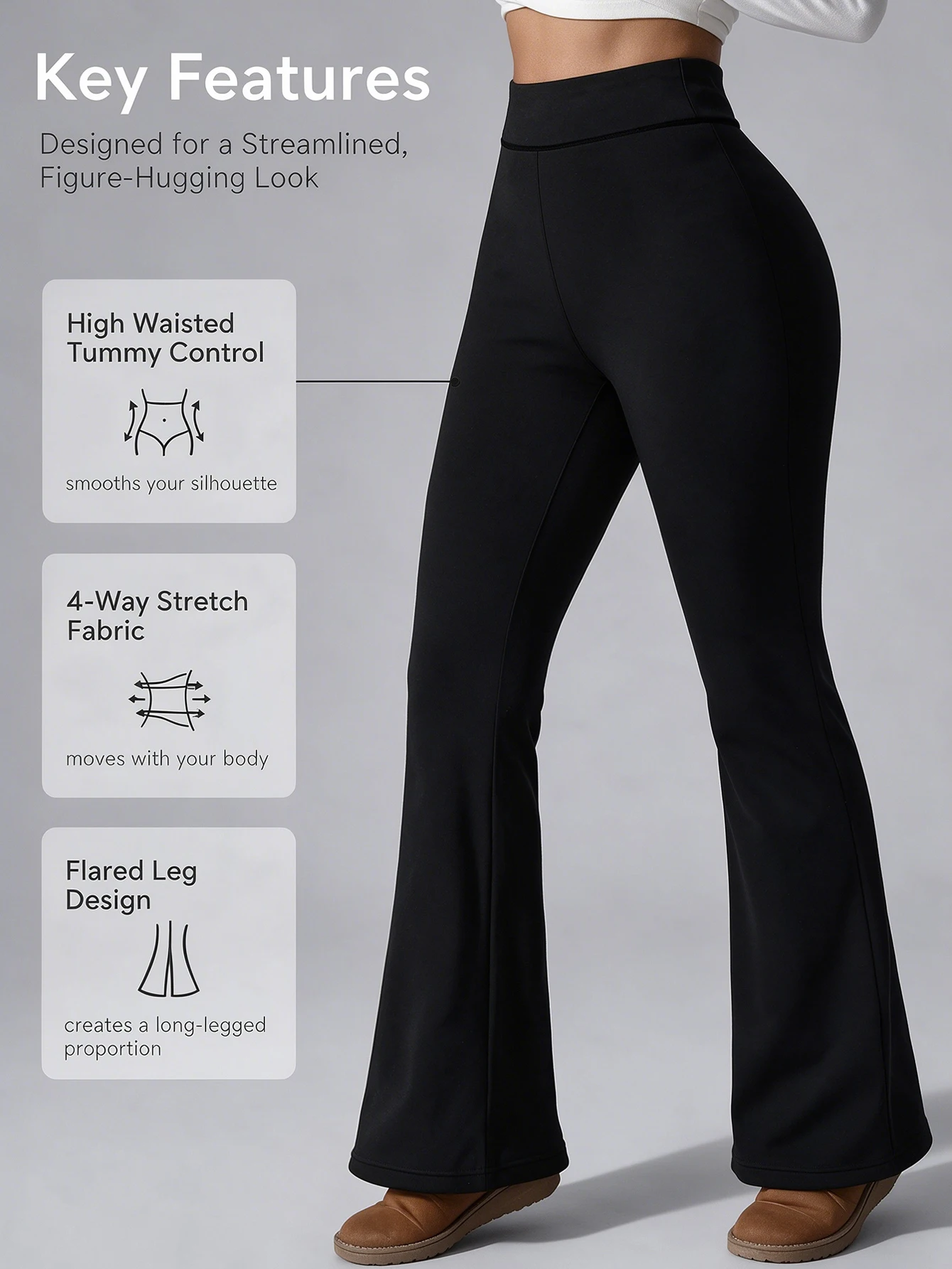 High-Waisted Women Flared Pants, Autumn and winter Tight-Fitting , Slim Leg Long Black Pants, Thin Wide Leg Pants for Slim Women