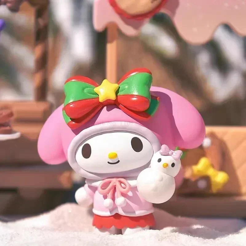 Sanrio Weihnachts markt Serie Kawaii Blind Box Kuromi Melodie Cinna moroll Pochacco Figur sammeln Spielzeug Zimmer dekorieren Kinder Geschenk