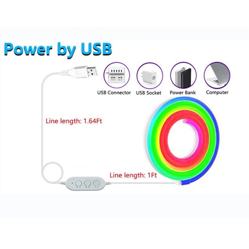 

TFTP-Neon LED Strip Lights 60Leds/M Led Neon Light Strip IP67 Outdoor RGB Led Neons Light Waterproof