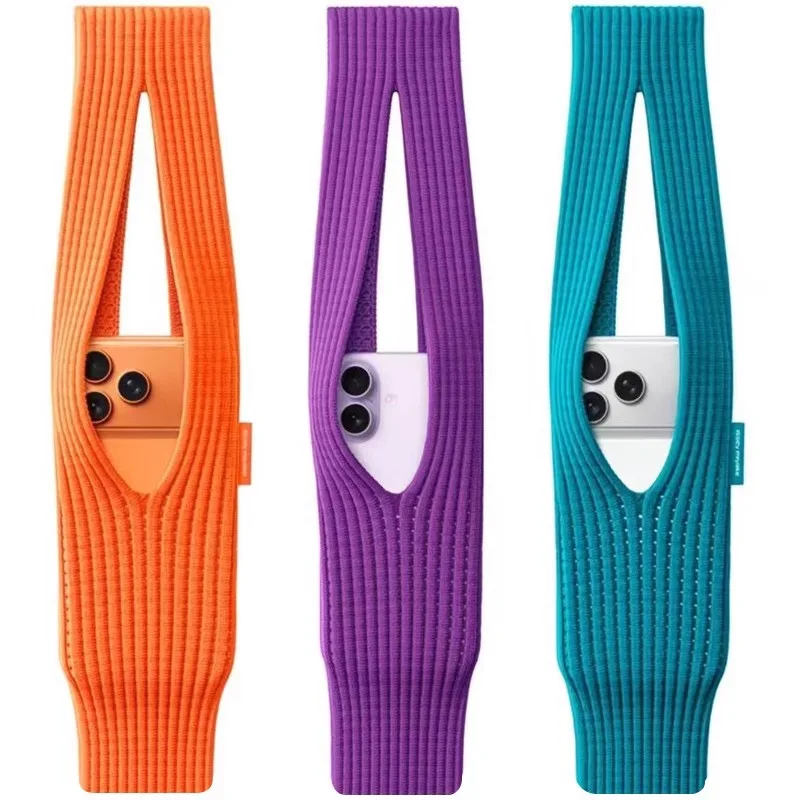 Bolso tejido para teléfono móvil, bolso cruzado, Color puro, informal, de viaje, Material de poliéster, forma cuadrada Vertical, bolsillo para iPhone