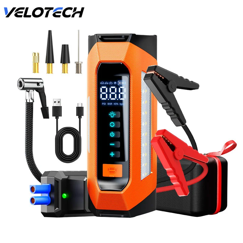 5000A Car Emergency Jump Starter With Portable Tire Inflator And Ignition Function 12v Booster Car battery Air Pump Electric