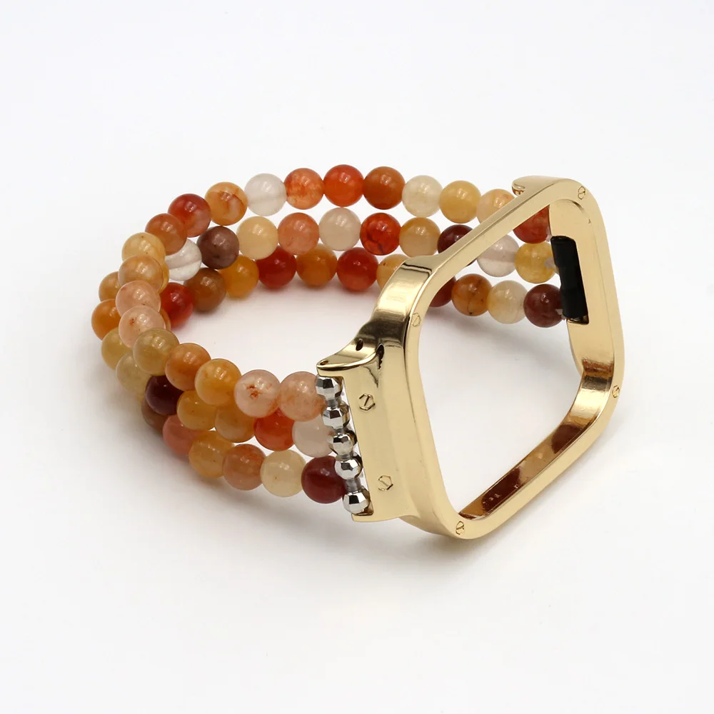 Jewelry Bracelet for Redmi Watch 3 Active/ Watch3 lite Smartwatch Agate Beaded Wristband Elastic Strap for Women Men Watchband