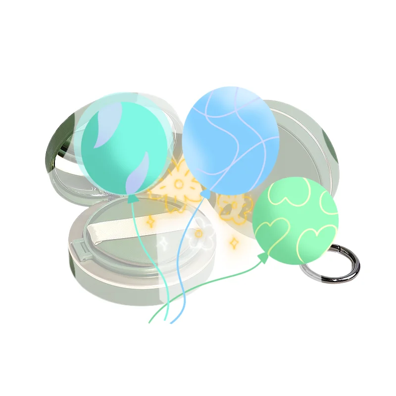 

Empty Air Cushion Puff Box With Keychain Powder Sponge Mirror Portable Cosmetic Makeup Case Container For Bb Cream Foundation