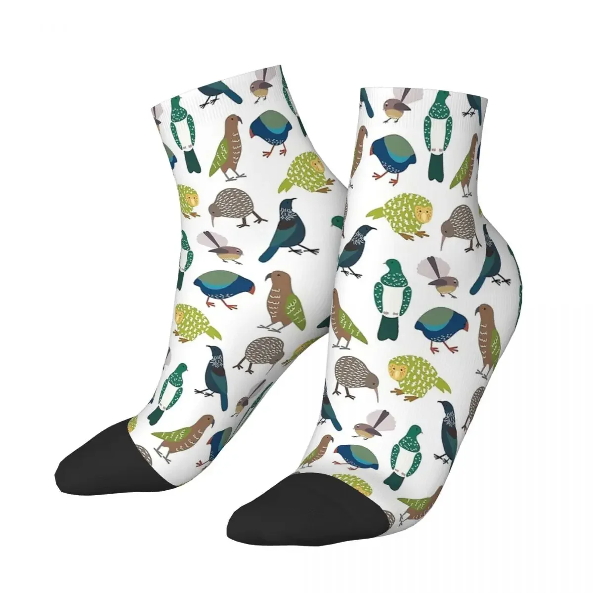 Cute New Zealand WHITE Kakapo Parrot Kaka Po Strigops Habroptila Bird Birds Ankle Socks Male Mens Women Summer Stockings Hip Hop