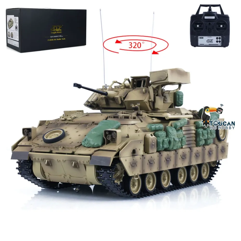 ONS Verkoop Tongde 1/16 RC Tank M2A2 Bradley Infrarood Vat Terugslag Elektrisch Speelgoed Model Geen BB