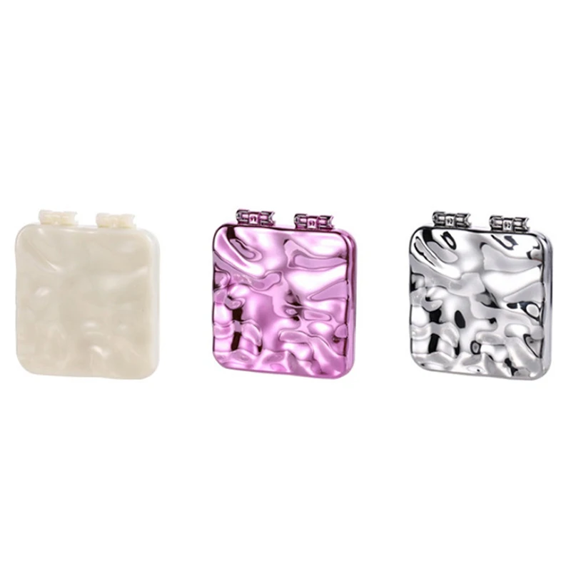 Faltbarer Make-up-Spiegel mit Beschichtung, quadratischer Mini-Kosmetikspiegel, tragbarer Handspiegel, doppelseitiger kompakter Spiegel, Taschen-Kosmetikspiegel