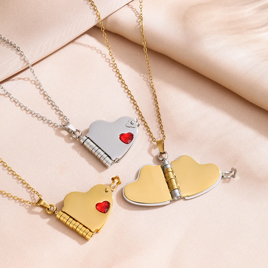 1Piece Heart-shaped Book Locke - Heart Locket Necklace Photo ulasan dan harga